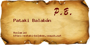Pataki Balabán névjegykártya